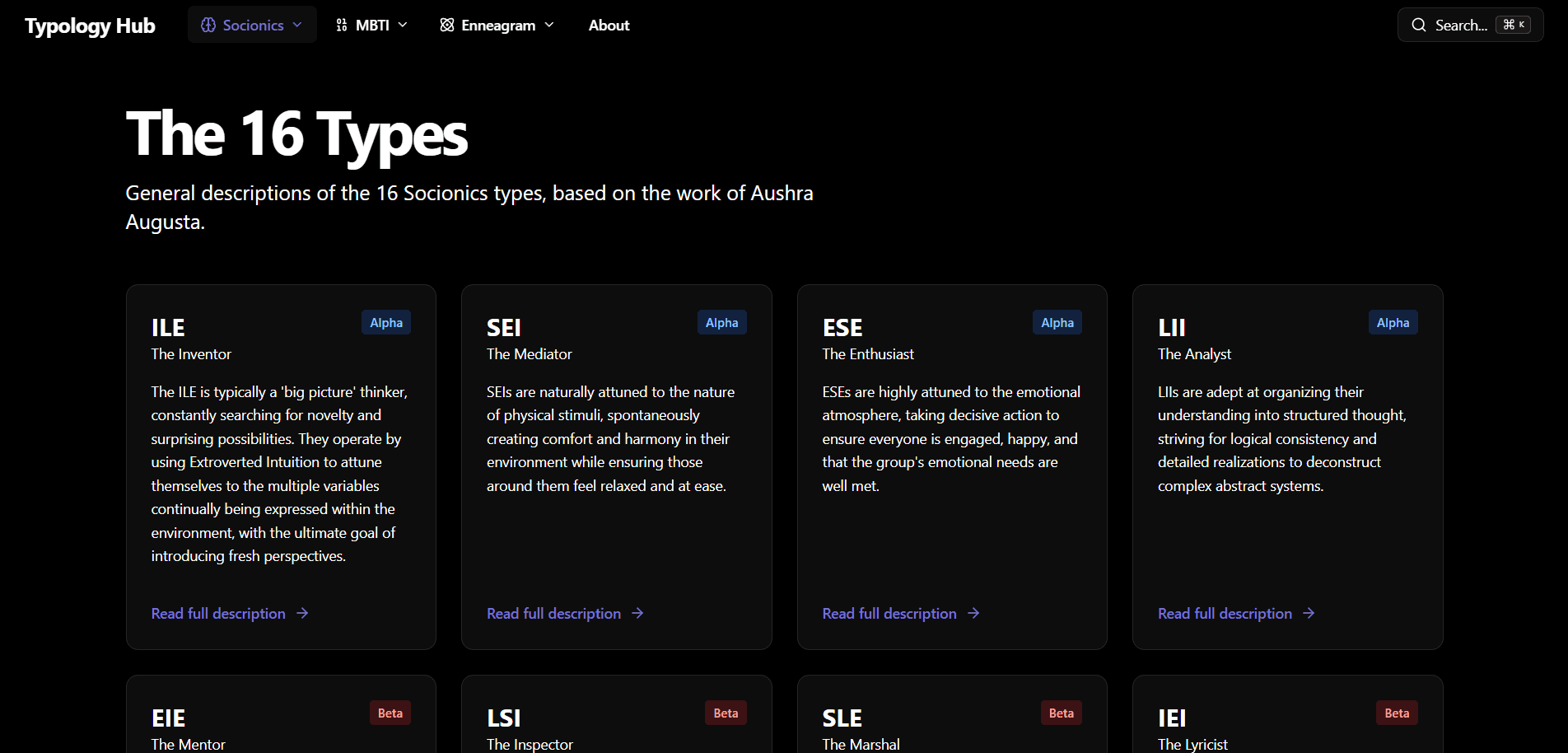 Typology Hub - Screen 2